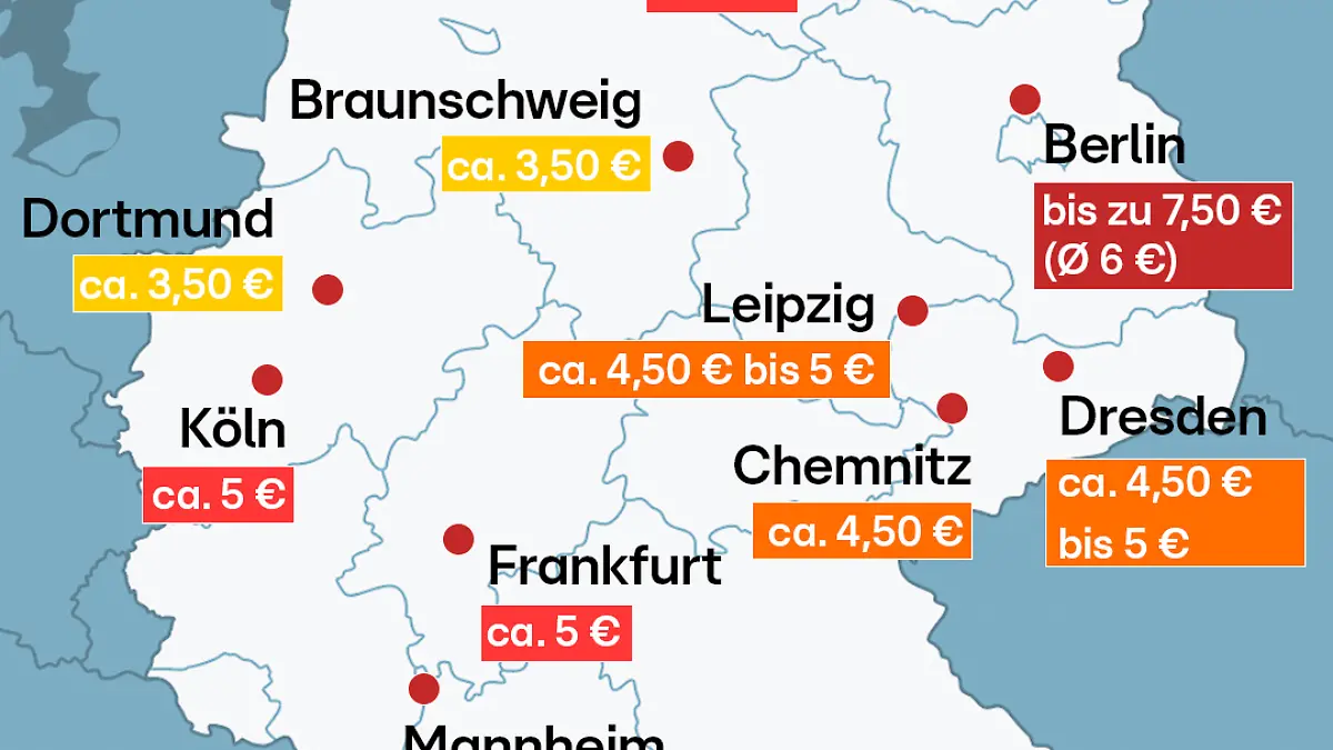 Deutschlandkarte mit Glühwein-Preisen