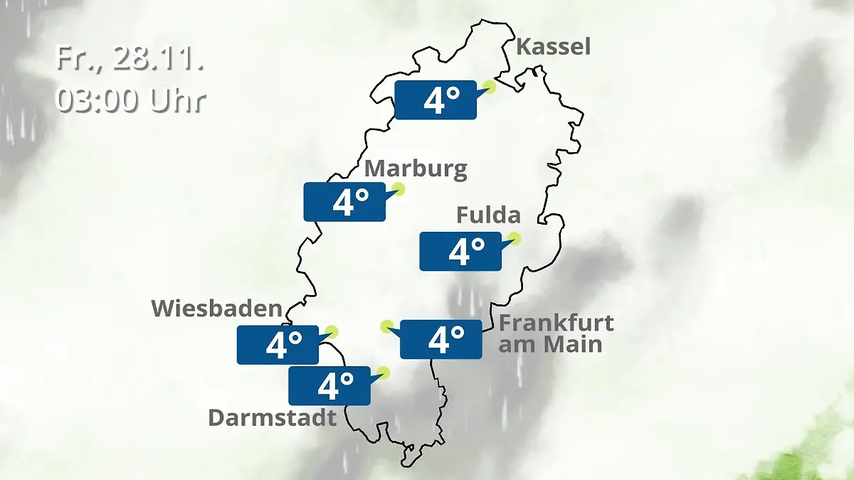 Hessen: Wie wird das Wetter? Regen- und Wolkenfilm für Frankfurt am Main und Wiesbaden