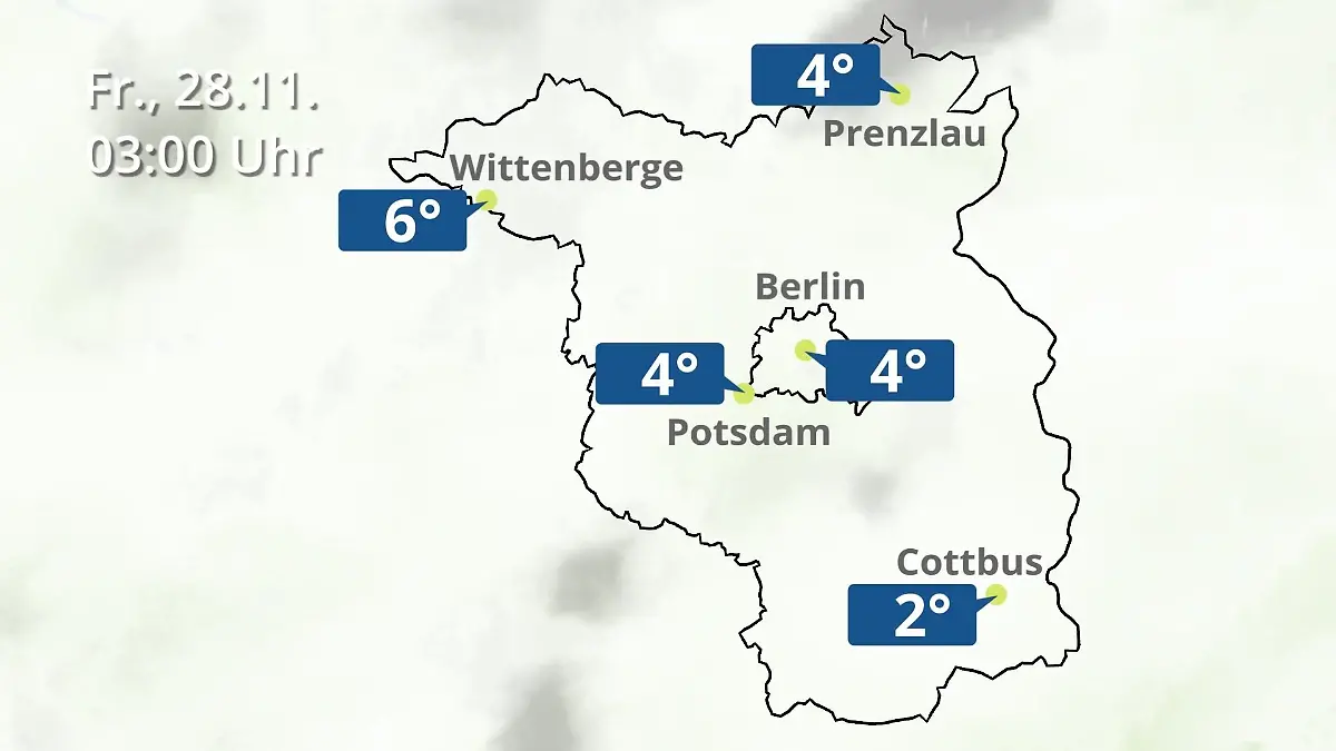Berlin und Brandenburg: Wie wird das Wetter? Regen- und Wolkenfilm für Potsdam, Cottbus und Wittenberge
