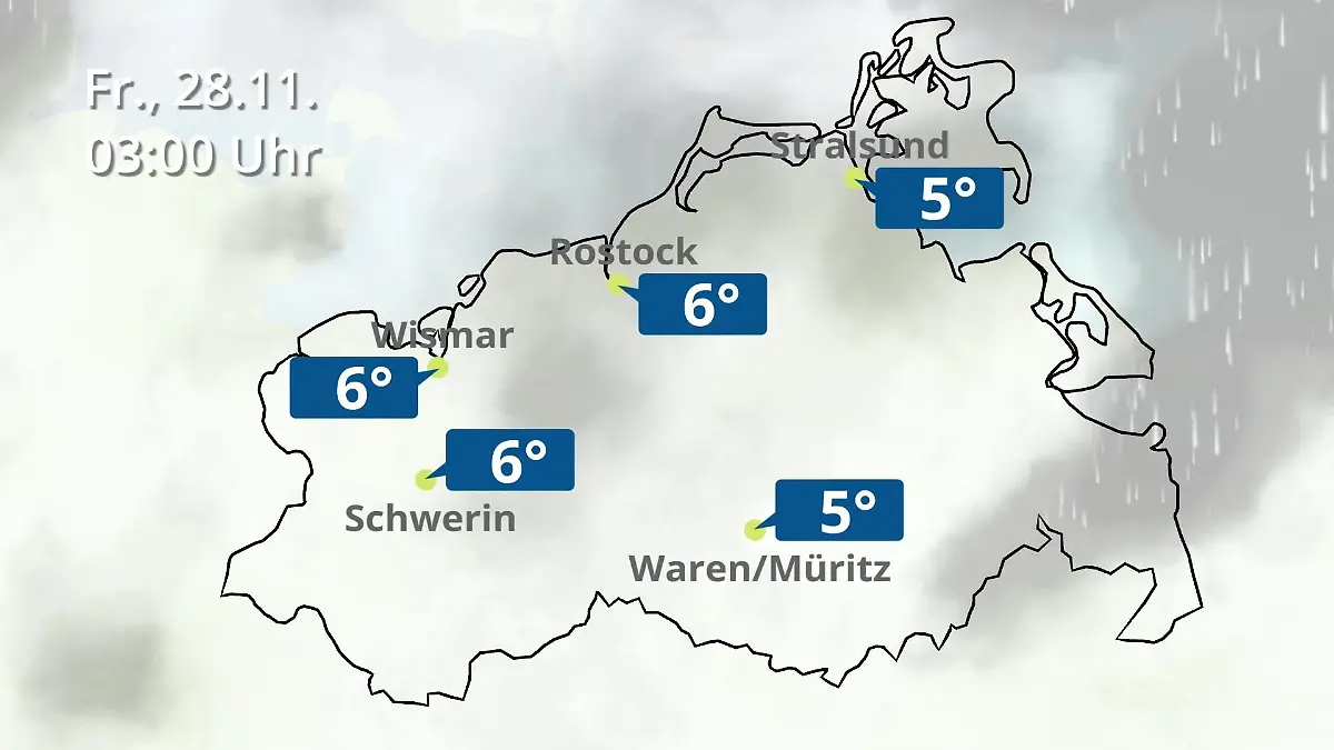 Mecklenburg-Vorpommern: Wie wird das Wetter? Regen- und Wolkenfilm für Rostock, Rügen und die Ostseeküste