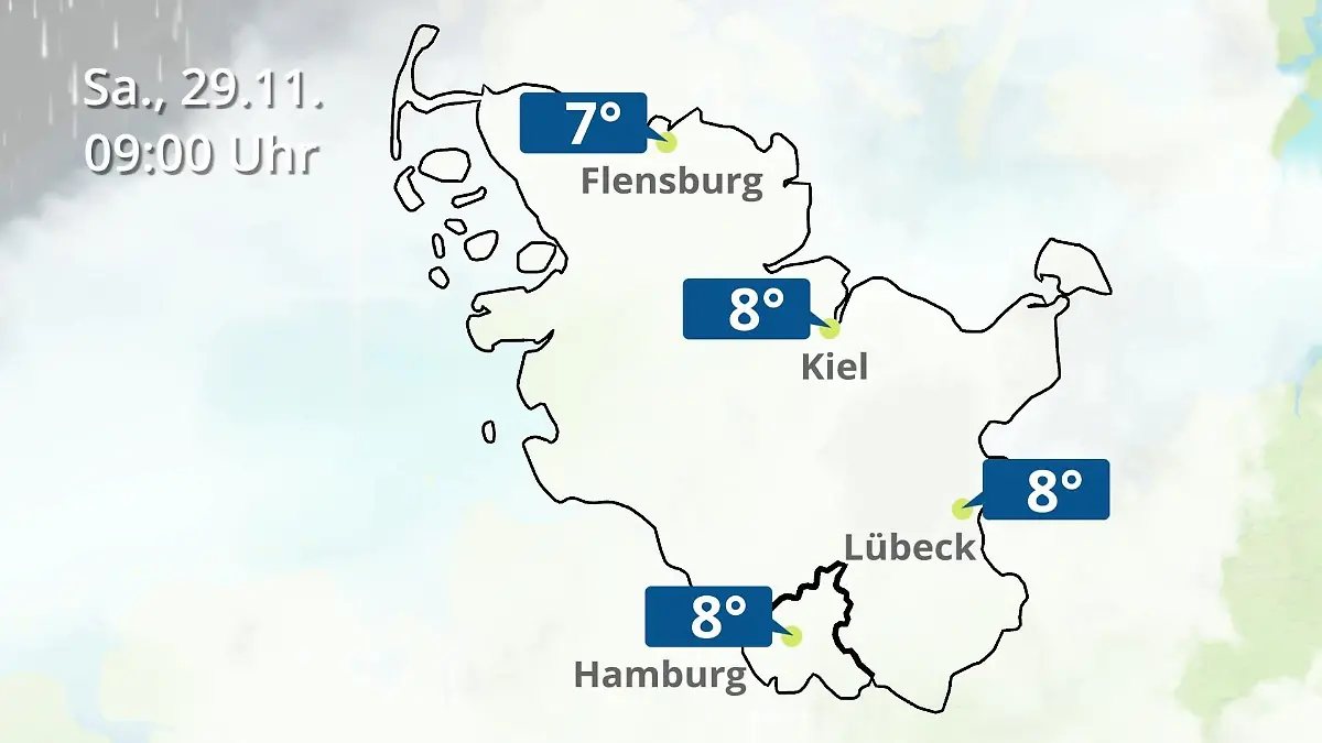 Hamburg, Schleswig-Holstein: Wie wird das Wetter? Regen- und Wolkenfilm für die Nordsee- und Ostseeküste