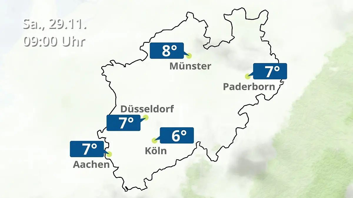 Nordrhein-Westfalen: Wie wird das Wetter? Regen- und Wolkenfilm für Köln, Düsseldorf und Münster