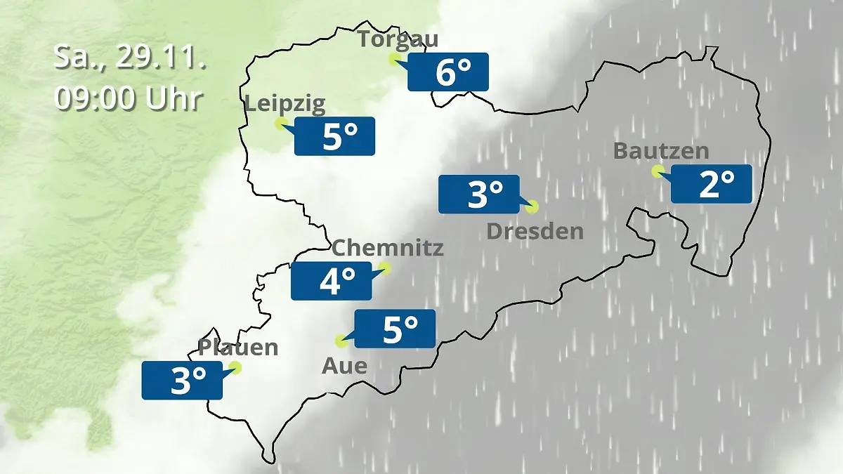 Sachsen: Wie wird das Wetter? Regen- und Wolkenfilm für Chemnitz, Dresden und Leipzig