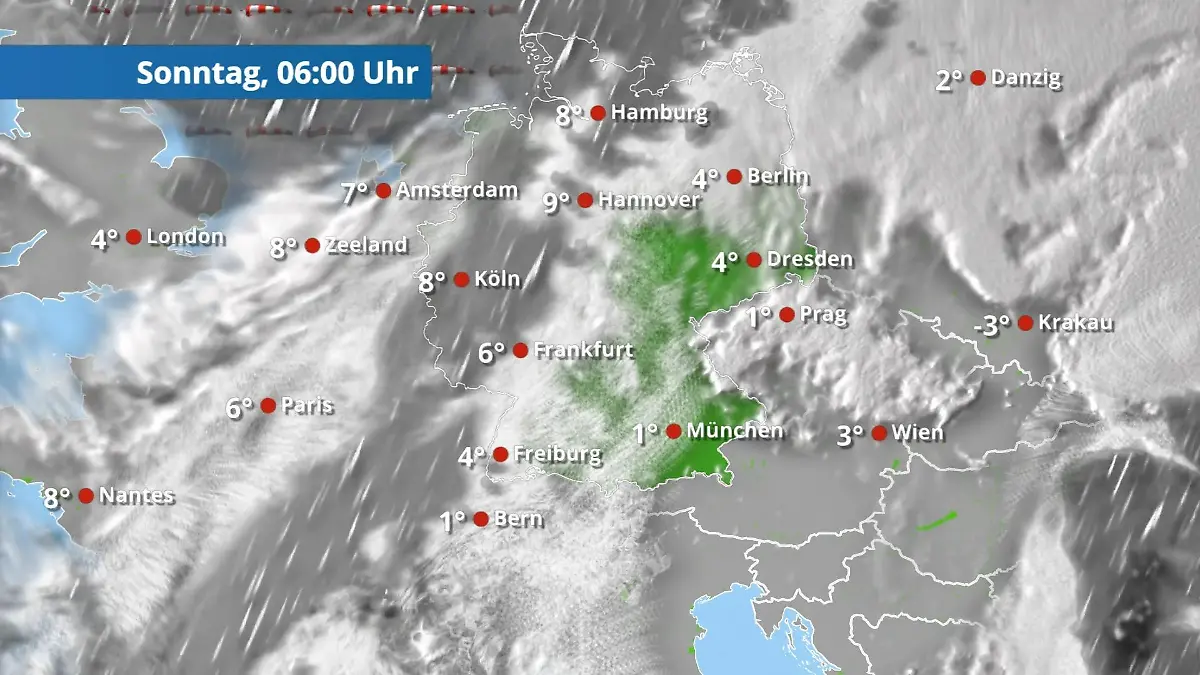Neuer Regen kommt im Westen an Der Regen- und Wolkenfilm für 48 Stunden