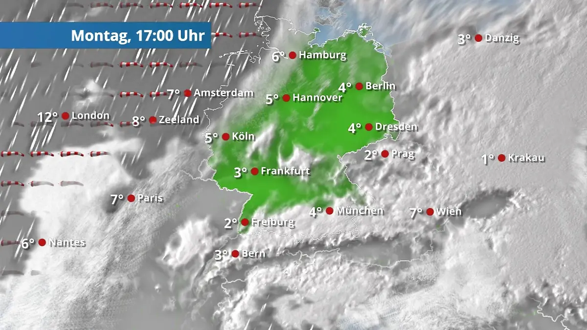 Dickes Regenband trifft uns kaum Der Regen- und Wolkenfilm für 48 Stunden