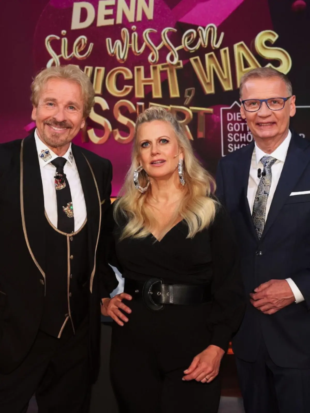 V.l.: Thomas Gottschalk, Barbara Schöneberger, und Günther Jauch