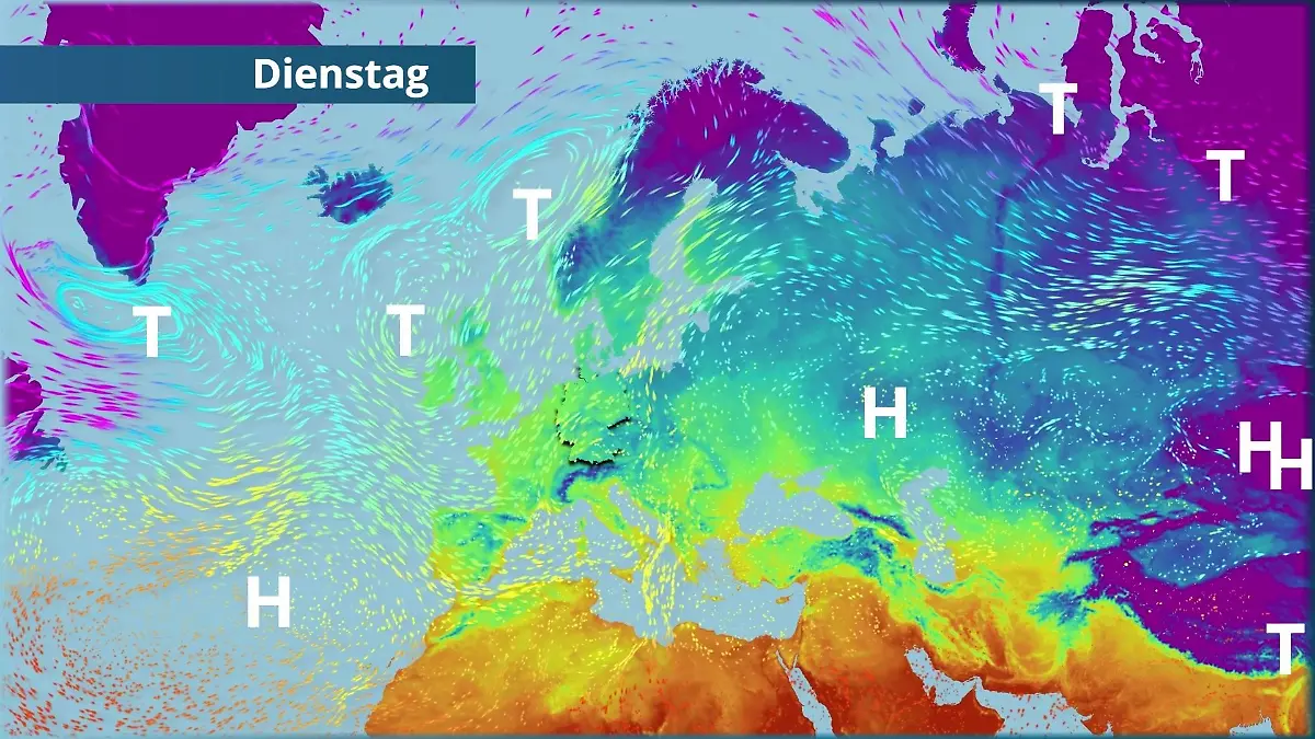 Luft bleibt eher mild statt frostig Der Strömungsfilm für Europa für 5 Tage