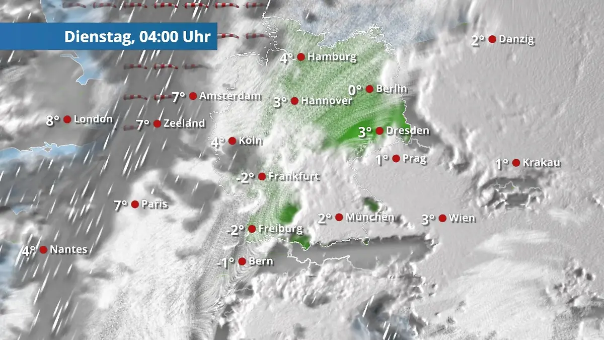 Aus Nordwesten kommt neuer Regen Der Regen- und Wolkenfilm für 48 Stunden
