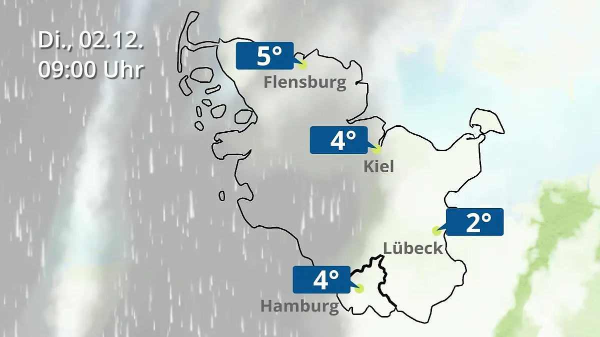 Hamburg, Schleswig-Holstein: Wie wird das Wetter? Regen- und Wolkenfilm für die Nordsee- und Ostseeküste