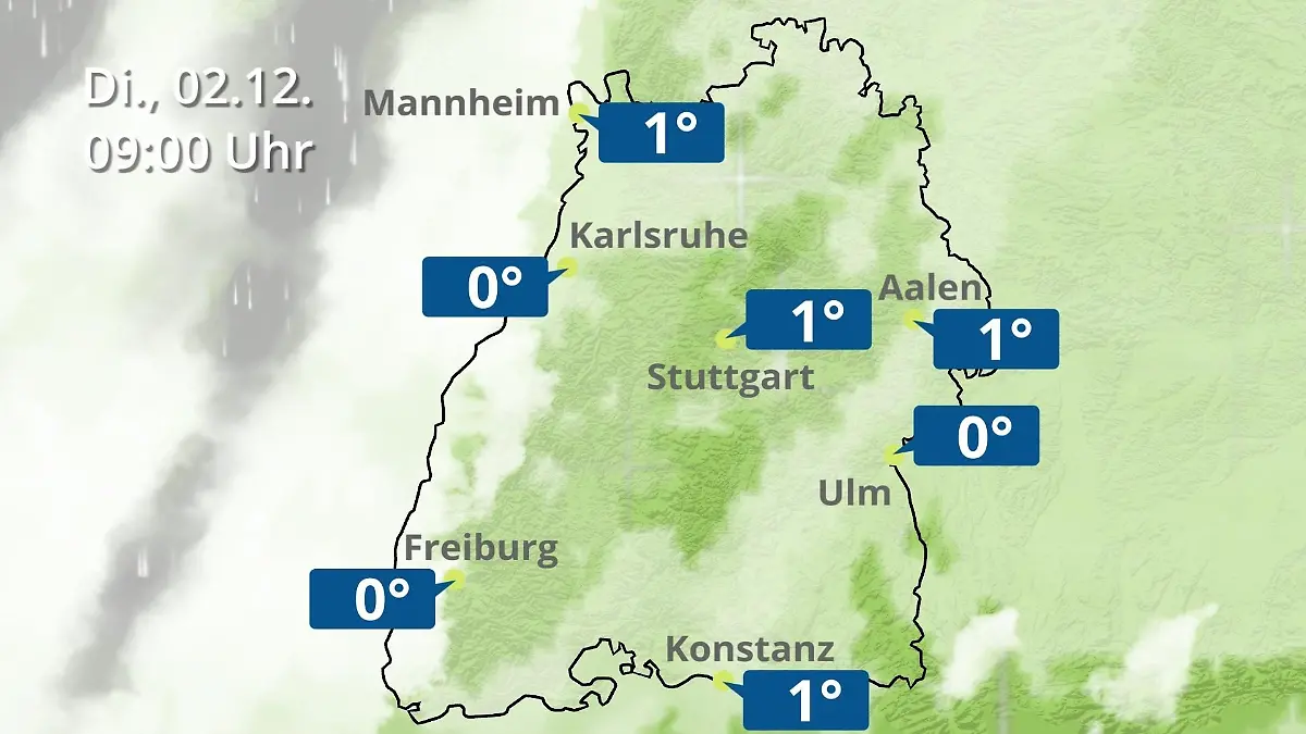Baden-Württemberg: Wie wird das Wetter? Regen- und Wolkenfilm für Stuttgart, Mannheim und Karlsruhe