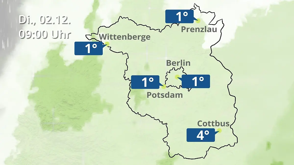 Berlin und Brandenburg: Wie wird das Wetter? Regen- und Wolkenfilm für Potsdam, Cottbus und Wittenberge