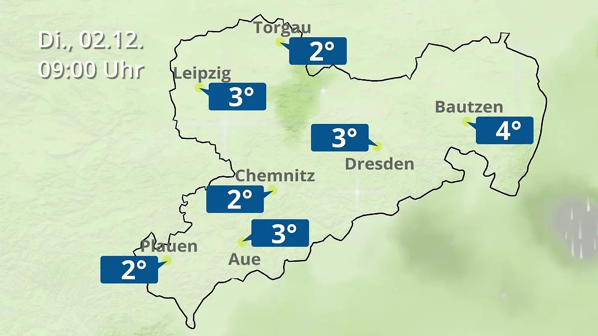 Sachsen: Wie wird das Wetter? Regen- und Wolkenfilm für Chemnitz, Dresden und Leipzig