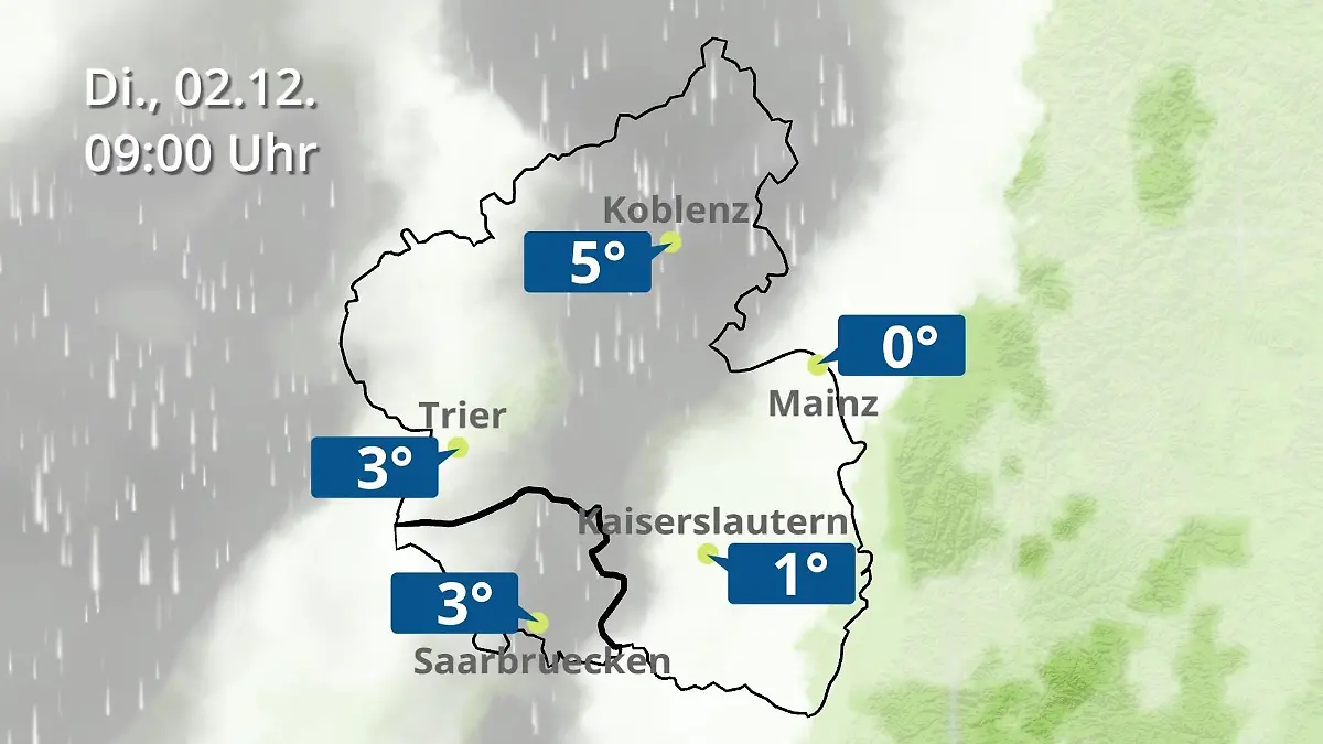 Rheinland-Pfalz, Saarland: Wie wird das Wetter? Regen- und Wolkenfilm für Mainz, Koblenz und Trier