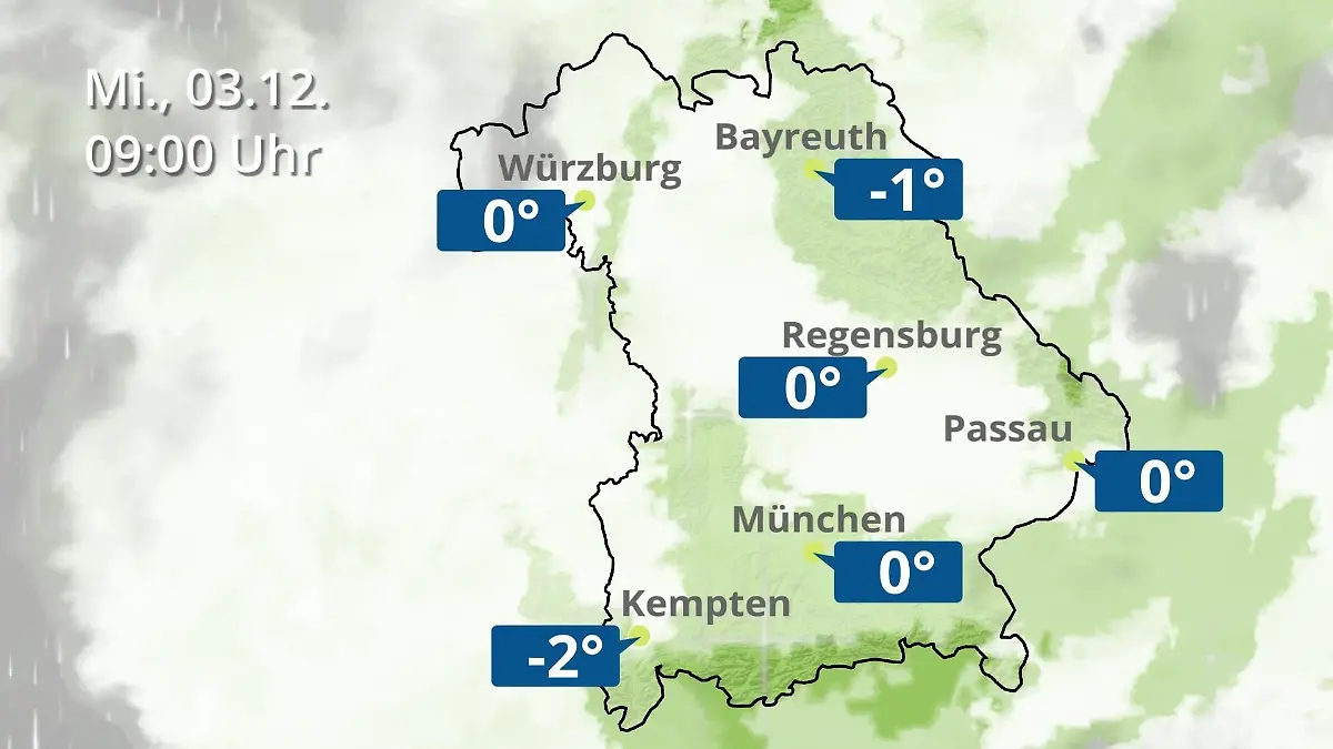 Bayern: Wie wird das Wetter? Regen- und Wolkenfilm für München, Regensburg und Würzburg