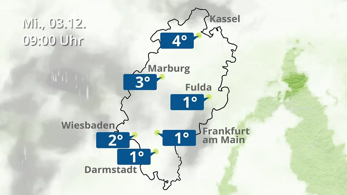 Hessen: Wie wird das Wetter? Regen- und Wolkenfilm für Frankfurt am Main und Wiesbaden