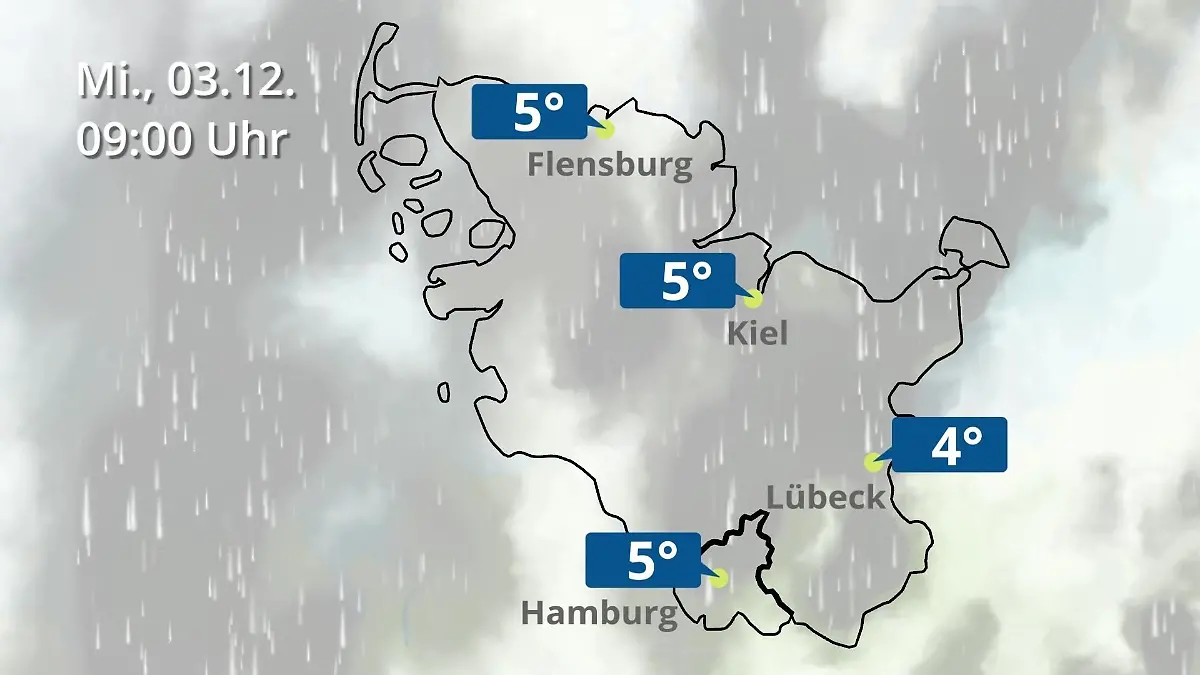 Hamburg, Schleswig-Holstein: Wie wird das Wetter? Regen- und Wolkenfilm für die Nordsee- und Ostseeküste