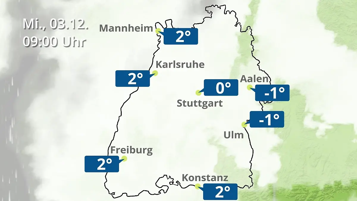 Baden-Württemberg: Wie wird das Wetter? Regen- und Wolkenfilm für Stuttgart, Mannheim und Karlsruhe