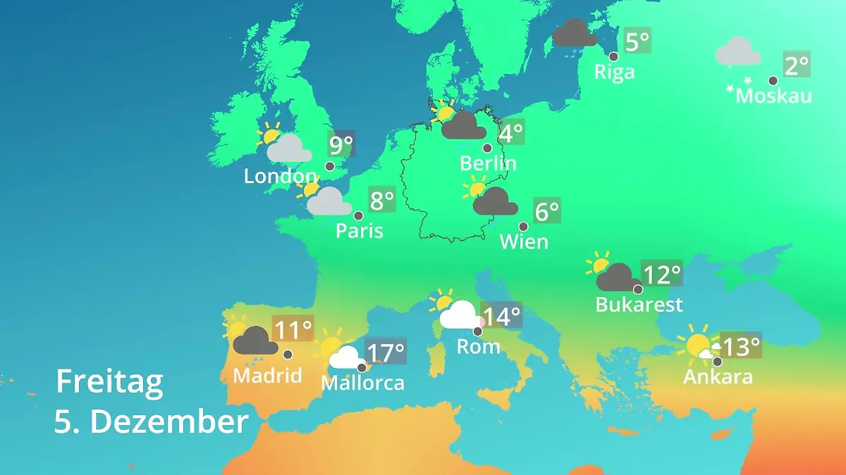 Europa: Wie wird das Wetter? Prognose: Temperaturen von Spanien bis zur Türkei