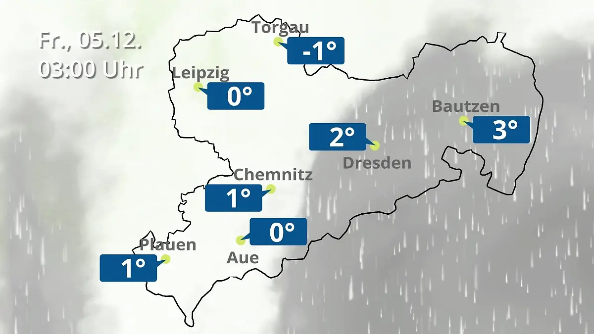 Sachsen: Wie wird das Wetter? Regen- und Wolkenfilm für Chemnitz, Dresden und Leipzig