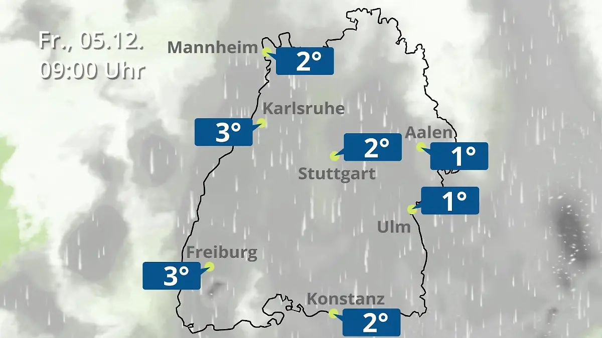 Baden-Württemberg: Wie wird das Wetter? Regen- und Wolkenfilm für Stuttgart, Mannheim und Karlsruhe