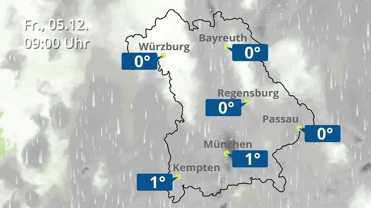 Bayern: Wie wird das Wetter? Regen- und Wolkenfilm für München, Regensburg und Würzburg
