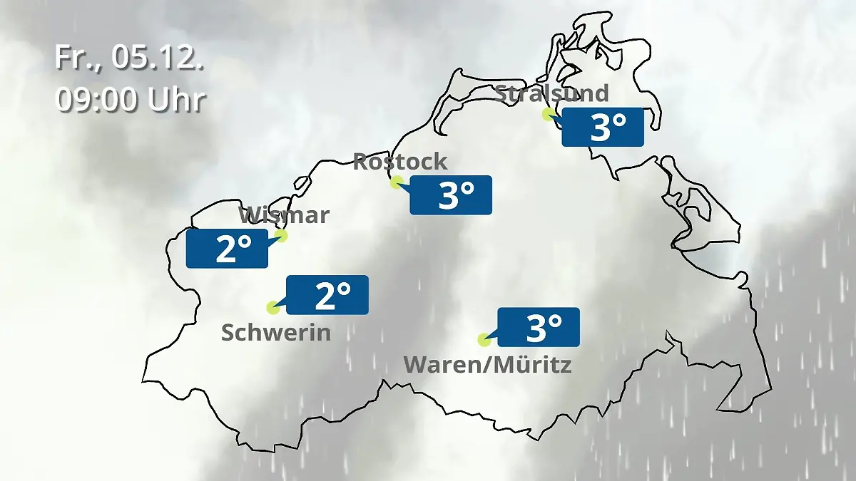 Mecklenburg-Vorpommern: Wie wird das Wetter? Regen- und Wolkenfilm für Rostock, Rügen und die Ostseeküste
