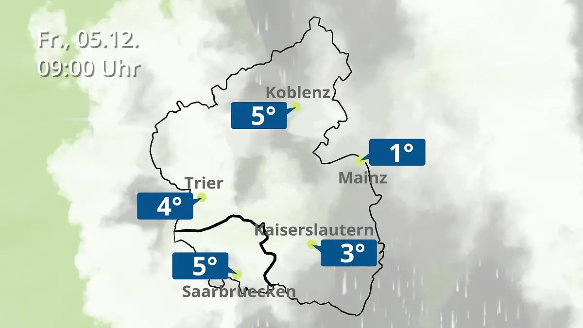Rheinland-Pfalz, Saarland: Wie wird das Wetter? Regen- und Wolkenfilm für Mainz, Koblenz und Trier