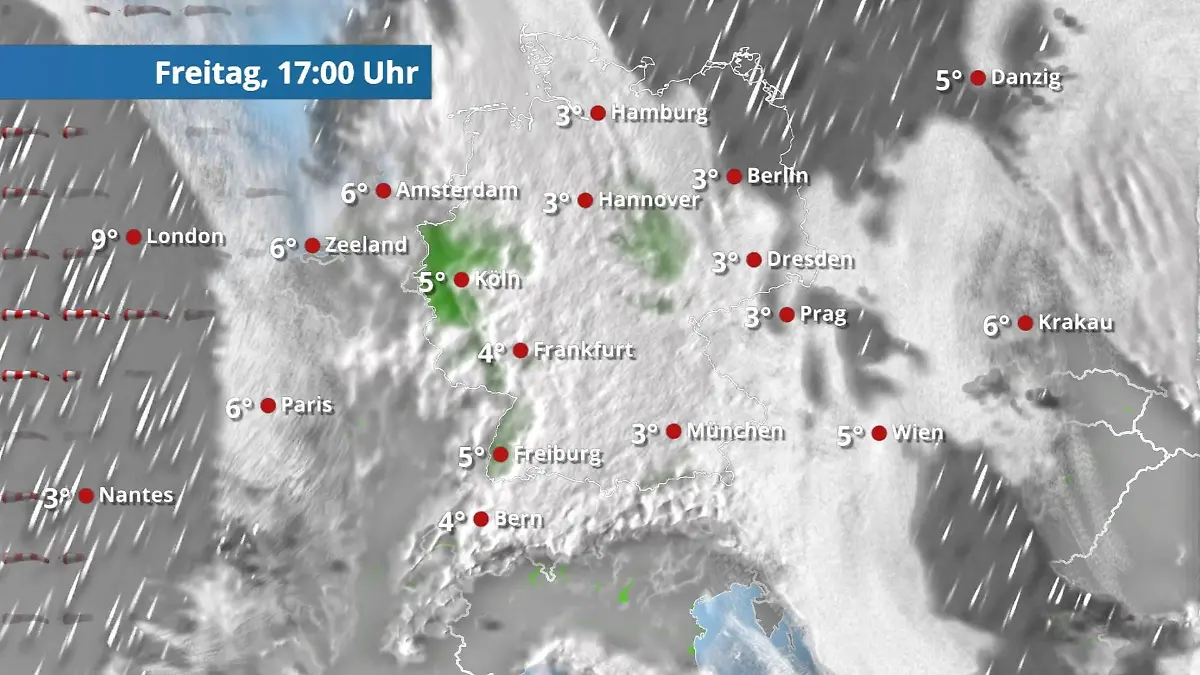 Viele Wolken, wenig Niederschlag Der Regen- und Wolkenfilm für 48 Stunden