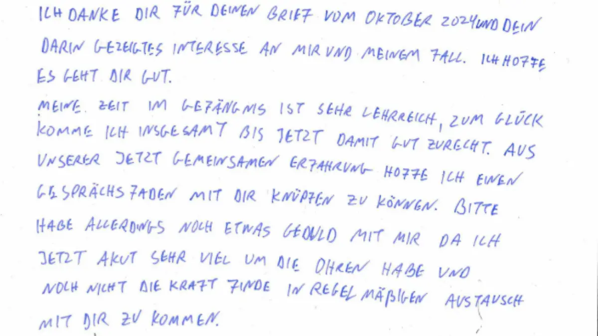 RTL liegt der Brief von Johannes M. an seinen Vater vor.