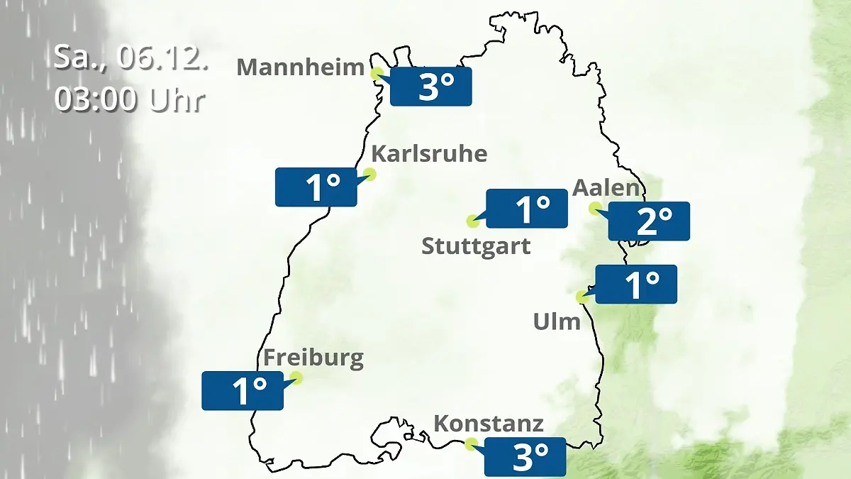 Baden-Württemberg: Wie wird das Wetter? Regen- und Wolkenfilm für Stuttgart, Mannheim und Karlsruhe