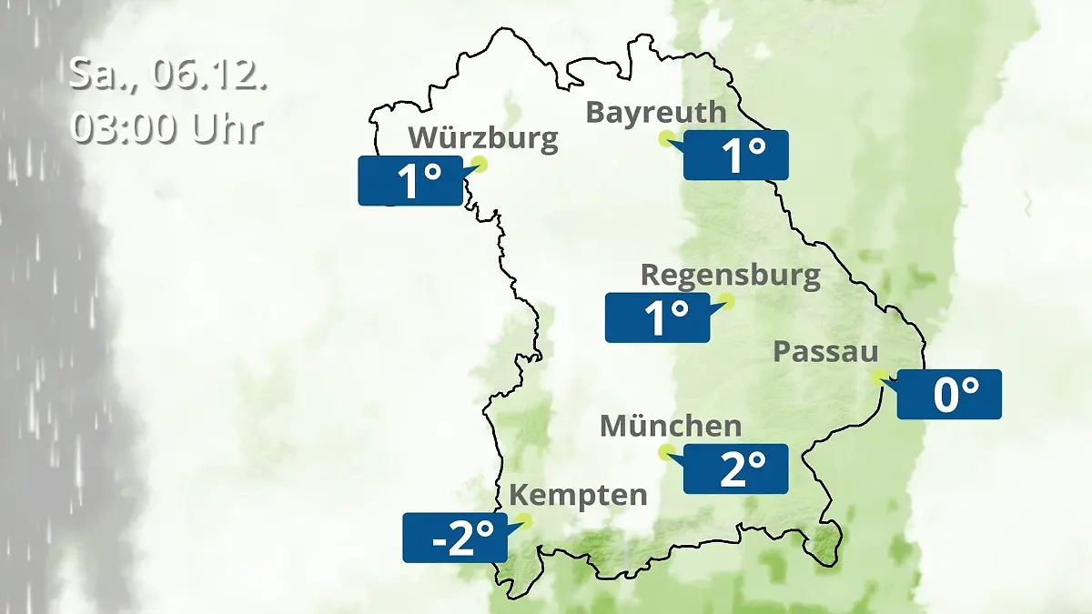 Bayern: Wie wird das Wetter? Regen- und Wolkenfilm für München, Regensburg und Würzburg