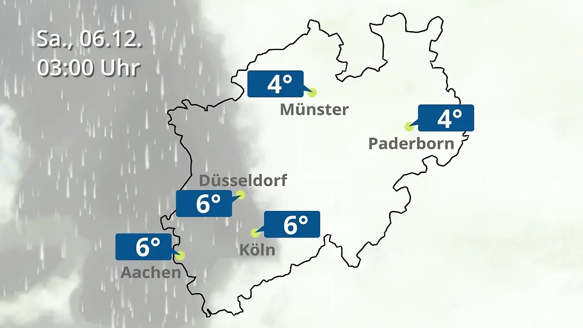 Nordrhein-Westfalen: Wie wird das Wetter? Regen- und Wolkenfilm für Köln, Düsseldorf und Münster