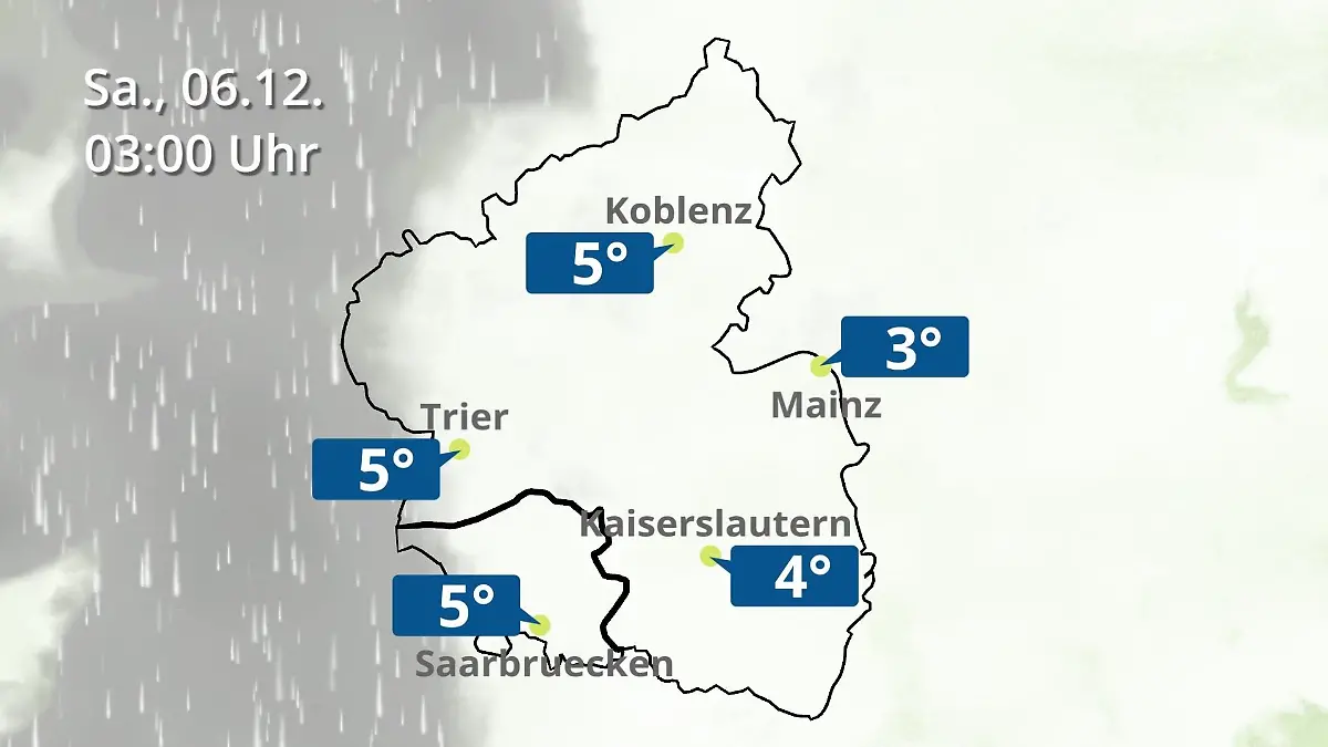 Rheinland-Pfalz, Saarland: Wie wird das Wetter? Regen- und Wolkenfilm für Mainz, Koblenz und Trier