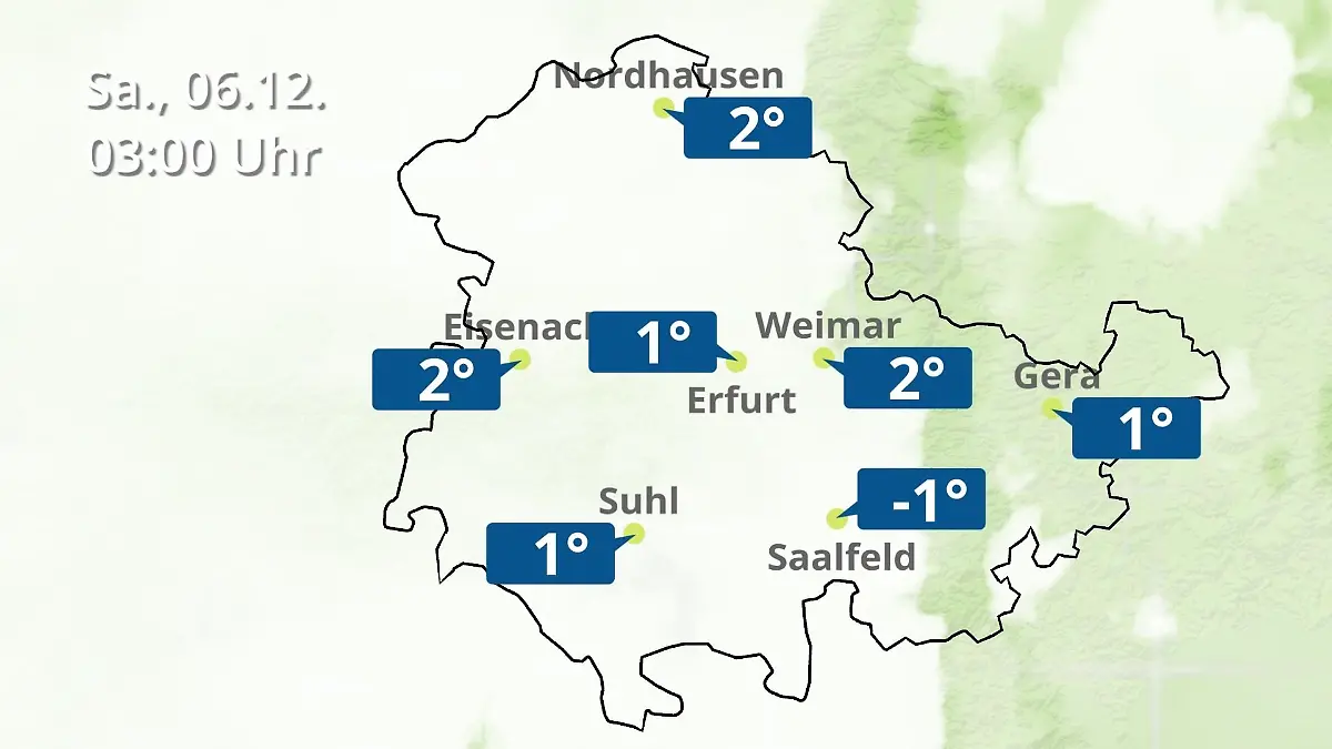 Thüringen: Wie wird das Wetter? Regen- und Wolkenfilm für Erfurt, Gera und Eisenach
