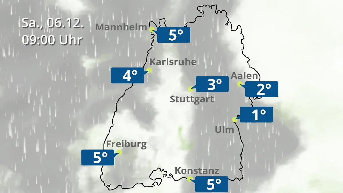 Baden-Württemberg: Wie wird das Wetter? Regen- und Wolkenfilm für Stuttgart, Mannheim und Karlsruhe