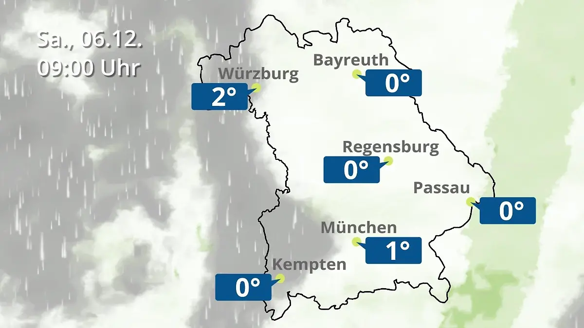 Bayern: Wie wird das Wetter? Regen- und Wolkenfilm für München, Regensburg und Würzburg