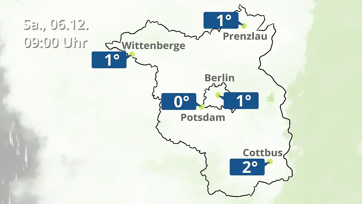 Berlin und Brandenburg: Wie wird das Wetter? Regen- und Wolkenfilm für Potsdam, Cottbus und Wittenberge
