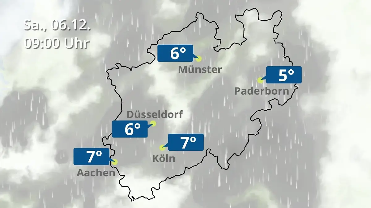 Nordrhein-Westfalen: Wie wird das Wetter? Regen- und Wolkenfilm für Köln, Düsseldorf und Münster