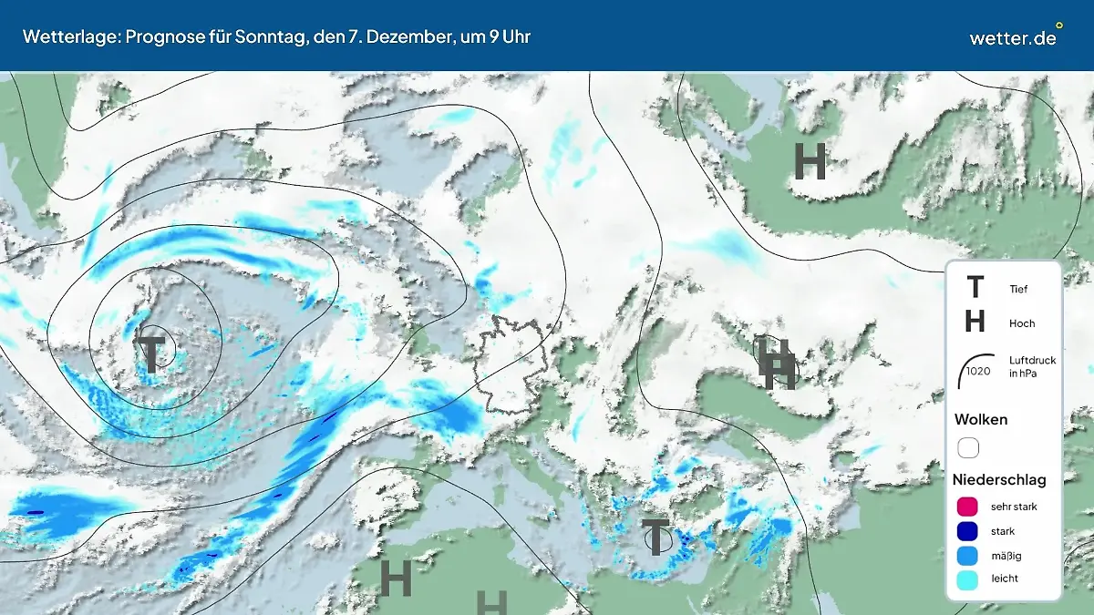 Die Wetterlage der kommenden 5 Tage Hochs und Tiefs über Europa