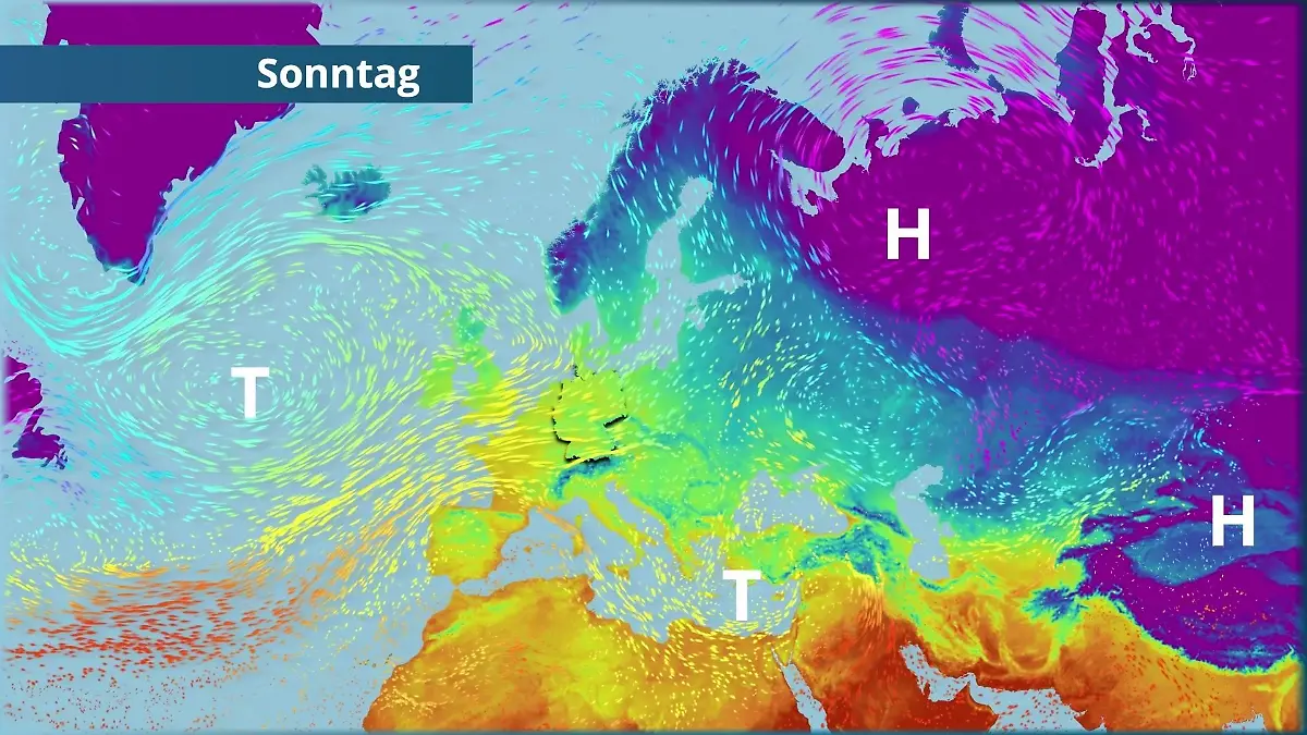 Milde Luft strömt gnadenlos ins Land Der Strömungsfilm für Europa für 5 Tage