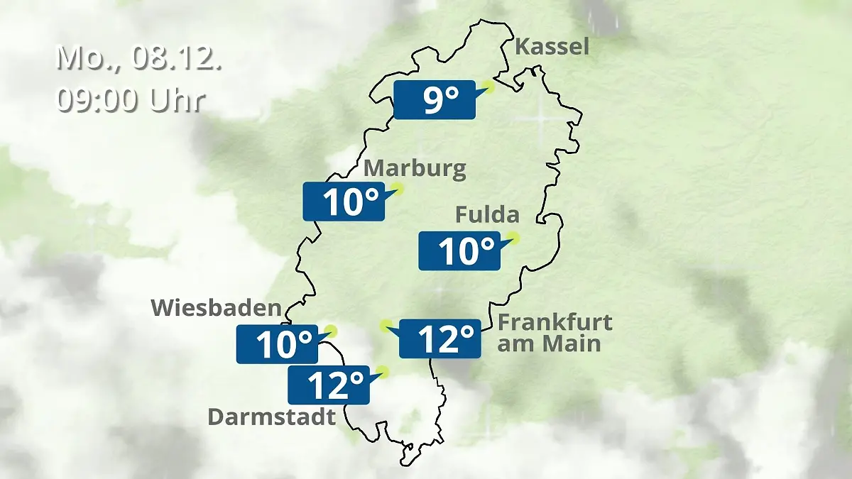 Hessen: Wie wird das Wetter? Regen- und Wolkenfilm für Frankfurt am Main und Wiesbaden