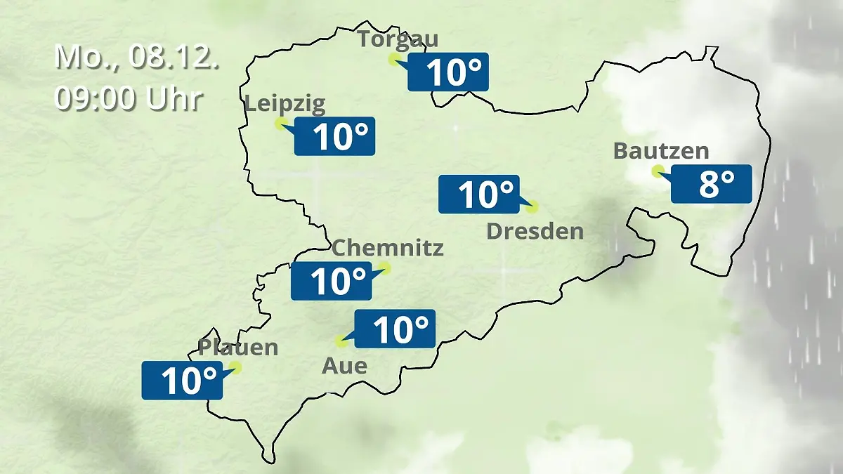 Sachsen: Wie wird das Wetter? Regen- und Wolkenfilm für Chemnitz, Dresden und Leipzig