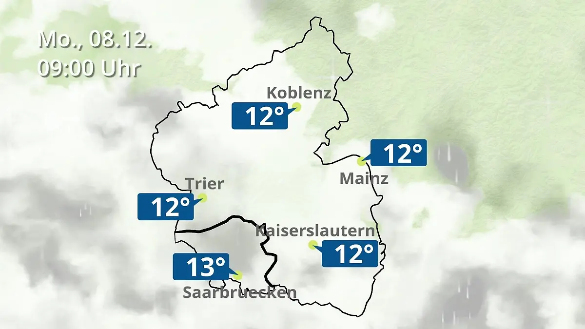 Rheinland-Pfalz, Saarland: Wie wird das Wetter? Regen- und Wolkenfilm für Mainz, Koblenz und Trier