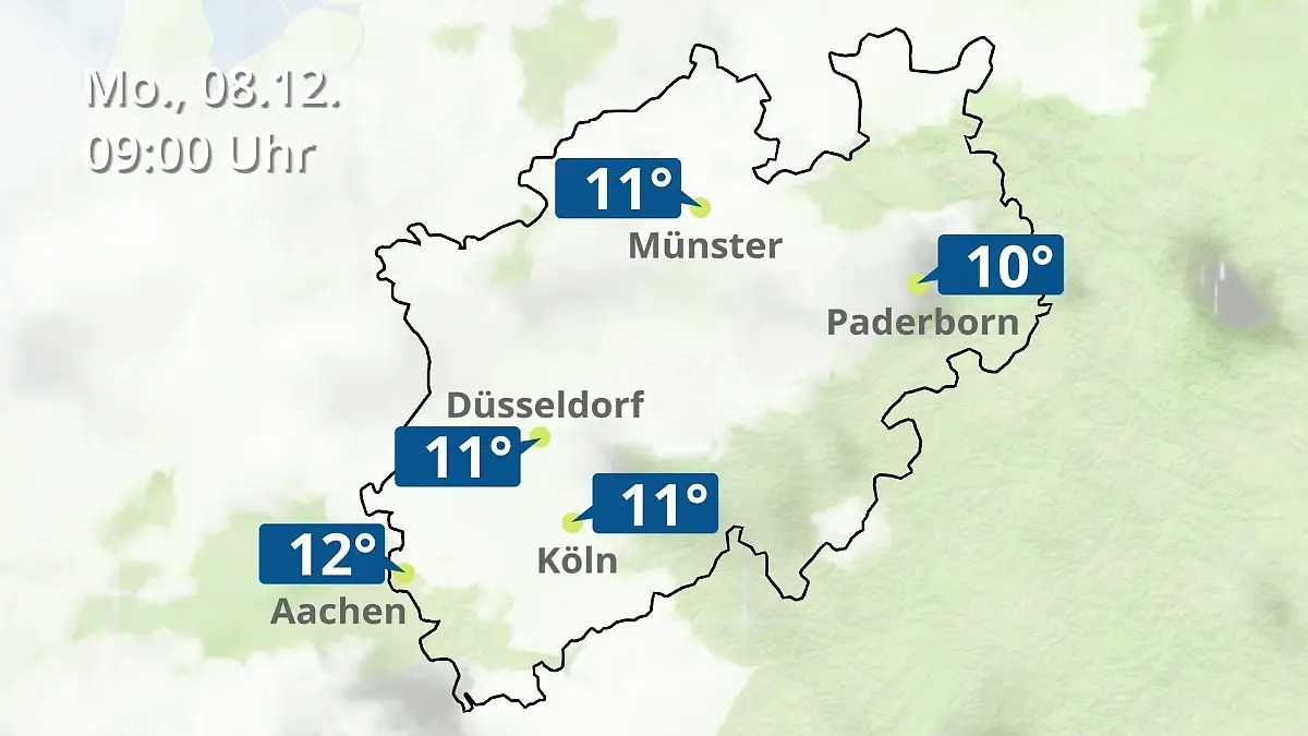 Nordrhein-Westfalen: Wie wird das Wetter? Regen- und Wolkenfilm für Köln, Düsseldorf und Münster