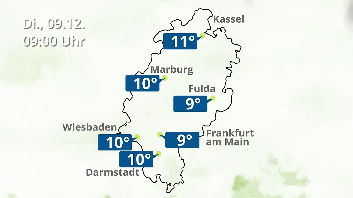 Hessen: Wie wird das Wetter? Regen- und Wolkenfilm für Frankfurt am Main und Wiesbaden
