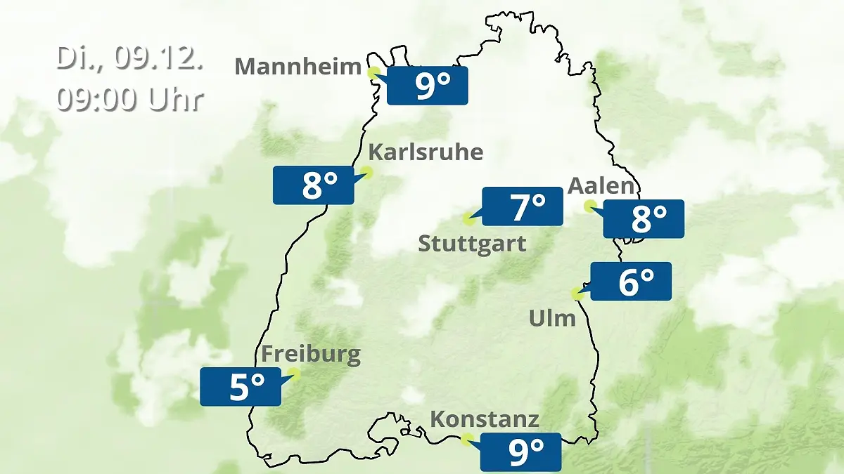 Baden-Württemberg: Wie wird das Wetter? Regen- und Wolkenfilm für Stuttgart, Mannheim und Karlsruhe