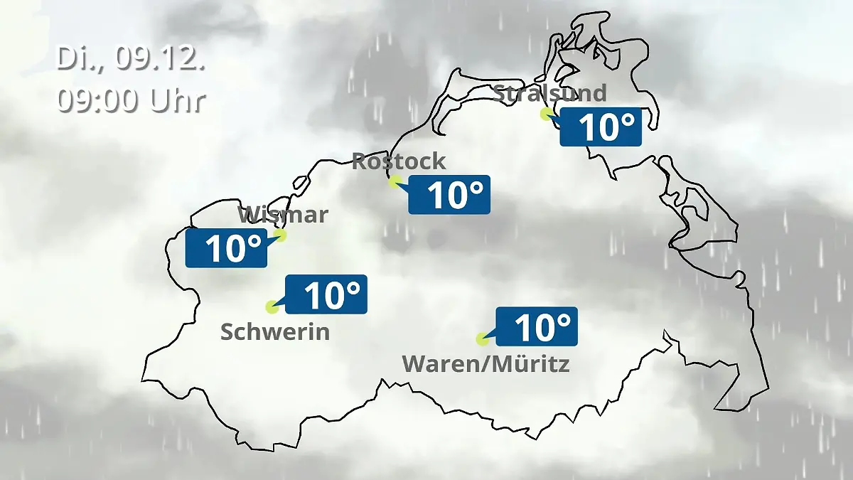 Mecklenburg-Vorpommern: Wie wird das Wetter? Regen- und Wolkenfilm für Rostock, Rügen und die Ostseeküste