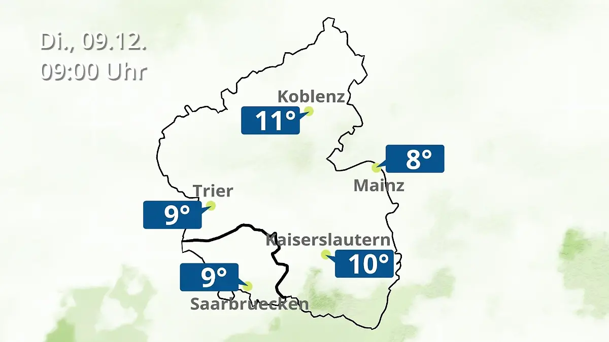 Rheinland-Pfalz, Saarland: Wie wird das Wetter? Regen- und Wolkenfilm für Mainz, Koblenz und Trier