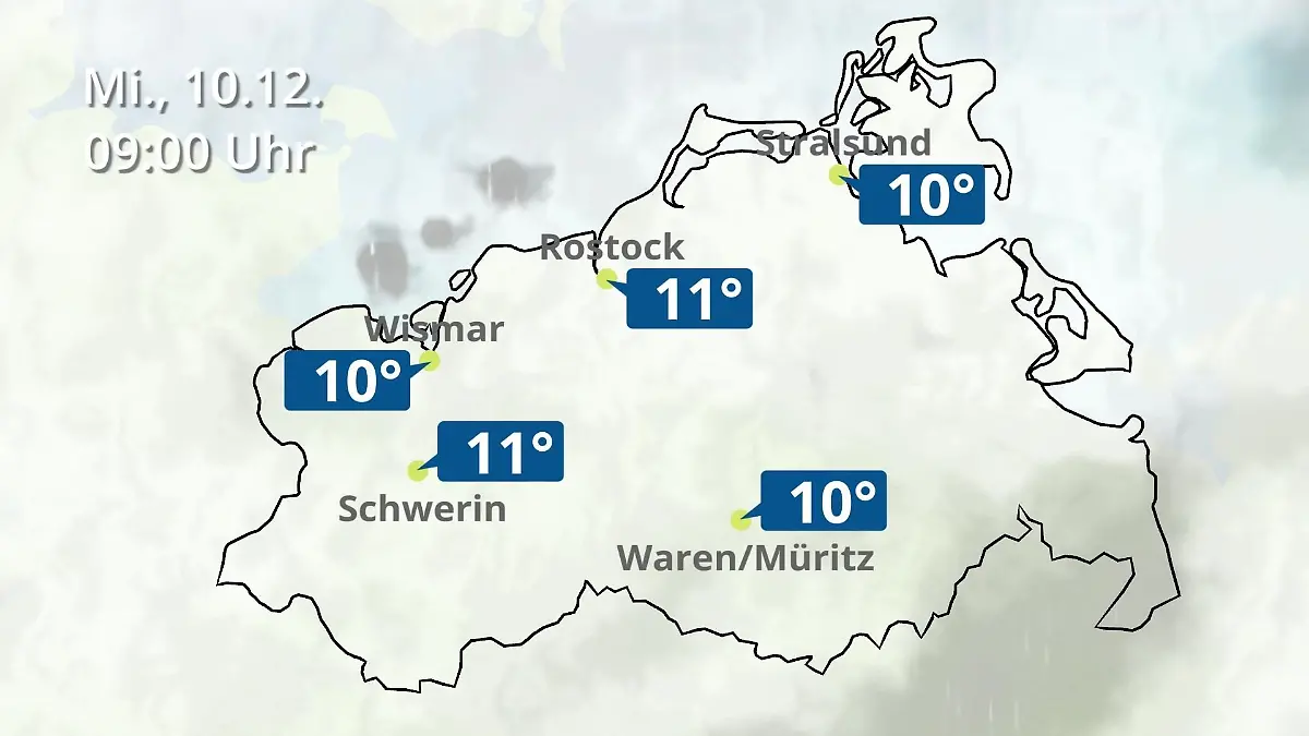 Mecklenburg-Vorpommern: Wie wird das Wetter? Regen- und Wolkenfilm für Rostock, Rügen und die Ostseeküste