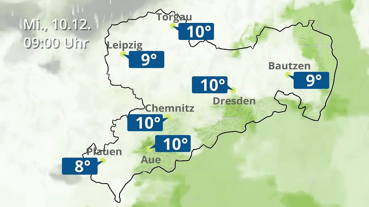 Sachsen: Wie wird das Wetter? Regen- und Wolkenfilm für Chemnitz, Dresden und Leipzig